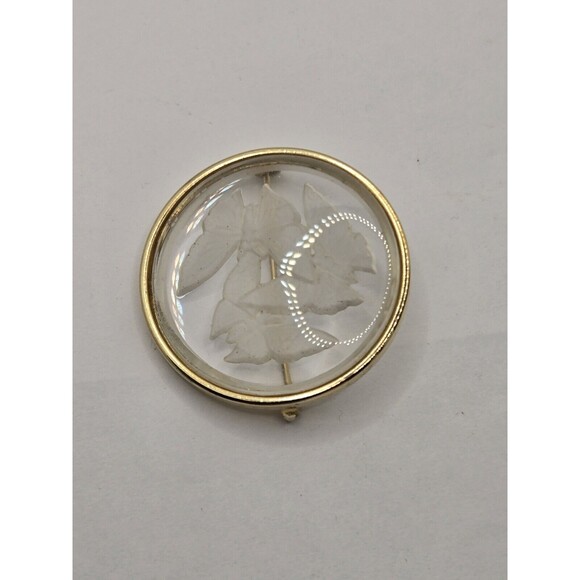 Vintage Reverse Carved Crystal Butterfly Brooch - Picture 4 of 11